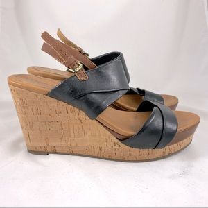 Corso Como Two-Tone Black and Brown Leather Cork Wedges 9.5 - Worn Once!